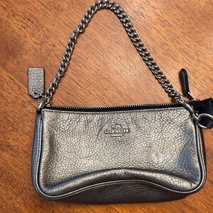 COACH Metallic Silver Chain-Handle Shoulder Bag
